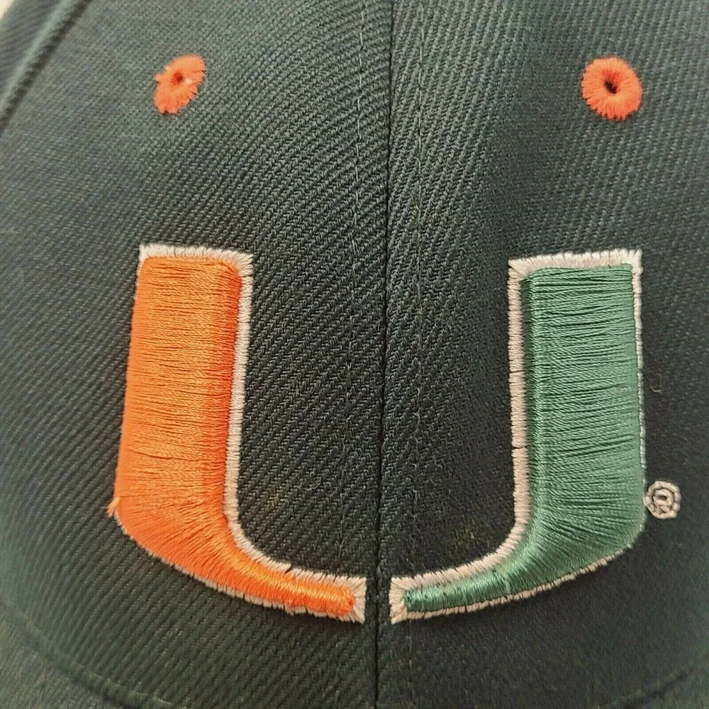 Miami Hurricanes Hat Size 6 7/8 NCAA Green Fitted Hat‎ Cap Just Sports Canes